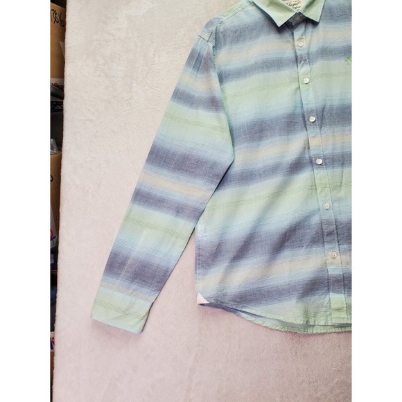 Penguin Shirt Mens Large Multi Striped Heritage Slim Fit Logo Collar Button Down - Picture 6 of 8